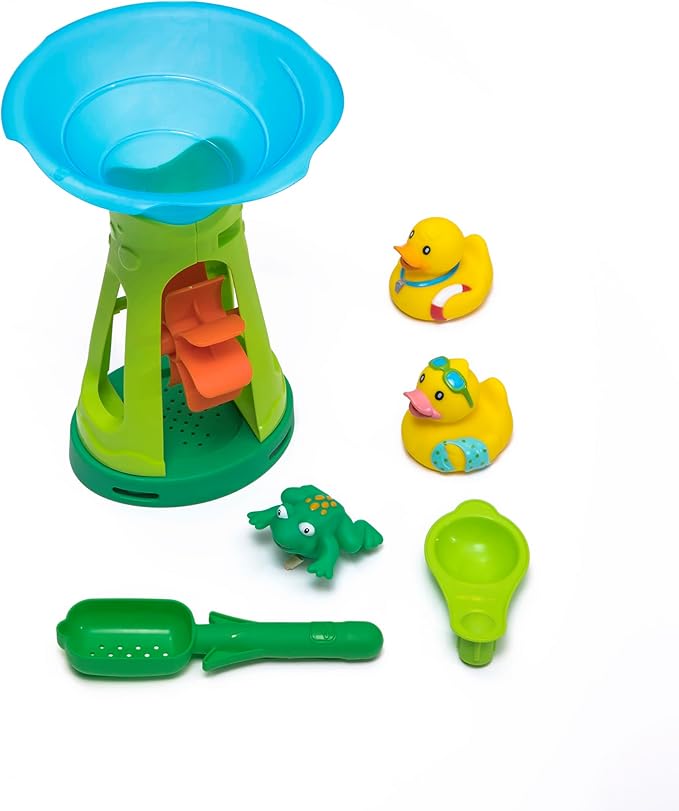 Step 2 Duck Dive Water Table, Outdoor Kids Water Sensory Table with Water Tower, Ages 18-72 Months, 5 Piece Water Toy Accessories, Multicolor