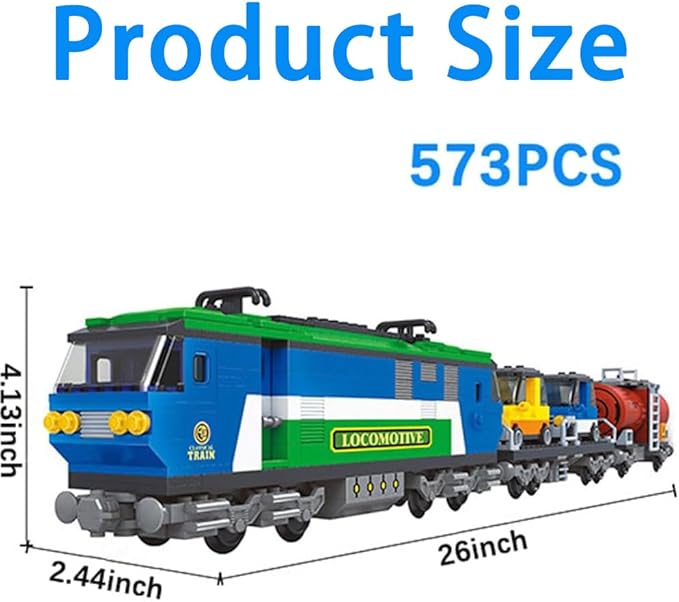City Train Building Block Toys for Boys Girls Aged 8-12 City Cargo Train Building Bricks Set Model with Train Tracks,Freight Trains Model STEM Toys,573PCS