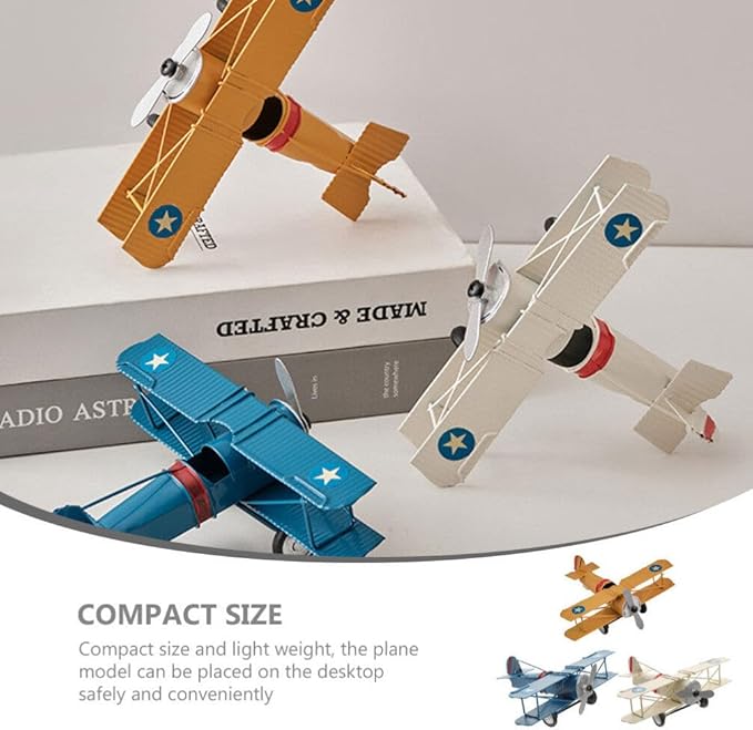 Garneck Kids 6 Pcs Airplane Model Ornament Iron Painted Small Plane Office Decor