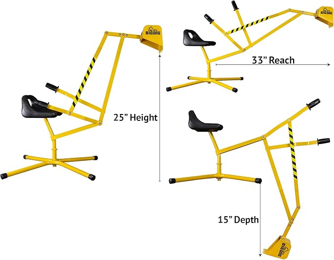 Big Dig Outdoor Toy Excavator Digger Playset w/ 360 Rotation for Kids Ages 3 & Up, Yellow