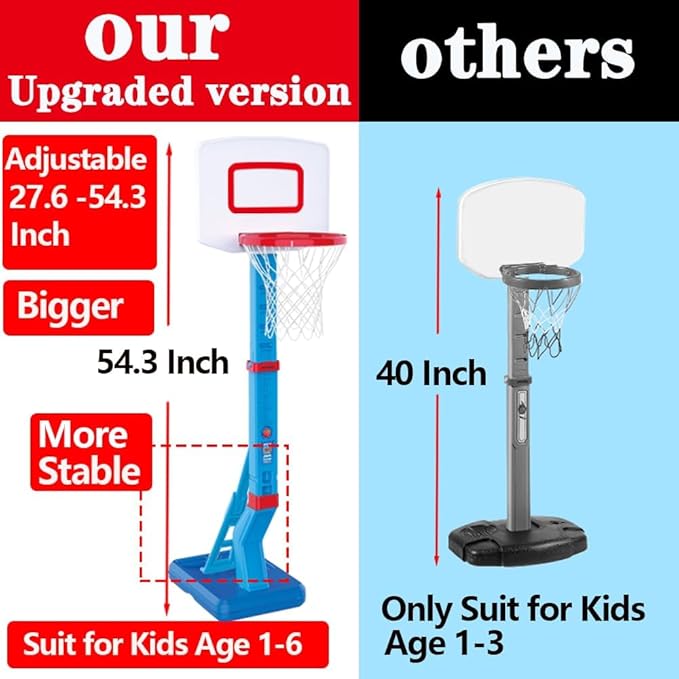 Toddler Basketball Hoop Height Adjustable Kids Basketball Hoop for Indoor Outdoor Play Portable Basketball Goal Poolside for Swimming Pool Basketball Toy for Kids Boys Girls