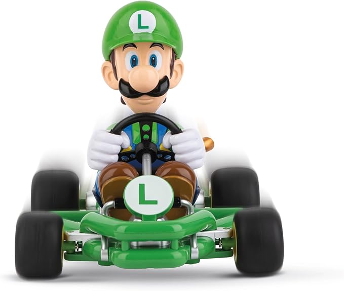 Carrera 200984P RC Official Licensed Mario Kart Pipe Kart Luigi1:18 Scale 2.4 Ghz Remote Radio Control Car with Rechargeable LiFePO4 Battery - Kids Toys Boys/Girls