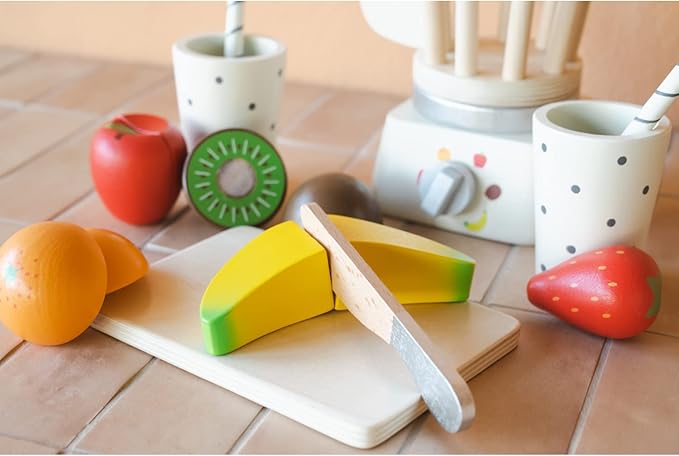 New Classic Toys Wooden Smoothie Set - Pretend Play Toy for Kids Cooking Simulation Educational Toys and Color Perception Toy for Preschool Age Toddlers Boys Girls