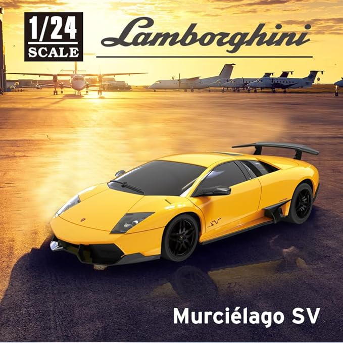 Vinie Remote Control Car for Boys, RC Cars Lamborghini Murciélago, 1:24 Scale Officially Licensed Kids Toys, Lambo LP670 Drift Car with Cool Led Lights, 4 5 6 7 8 9 10 11 12 Year Old Boy Gift (Yellow)