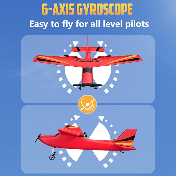 HAWK'S WORK 2 Channel RC Airplane, Ready to Fly, 2.4GHz Remote Control Plane, Easy to Fly Glider for Kids & Beginners (Blue)