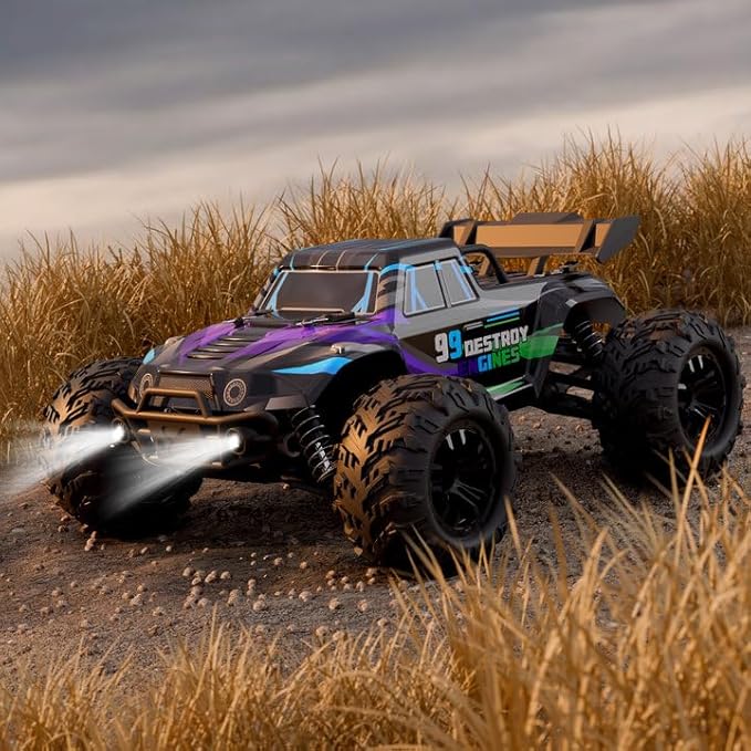 1:16 Scale Fast RC Cars, Max 35km/h Offroad RC Truck, High Speed Remote Control Car 4WD Jump RC Monster Truck with 2 * 1300MAH Batteries, All Terrain RC Truggy for Boys and Adults