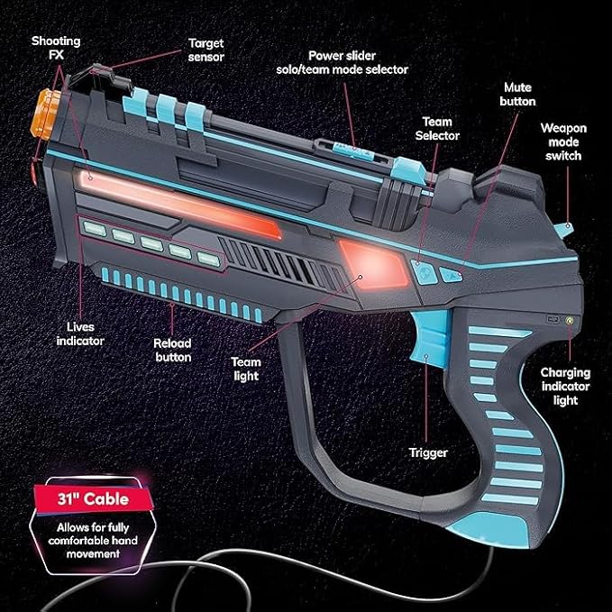 Rechargeable Laser Tag for Kids, Teens & Adults - Boys Gifts - Blasters & Vest Sensors - Fun Ideas Age 8+ Year Old Toys - 4 Set - Lazer Teen Boy Games - Boys & Girls Outdoor Teenage Group Activities