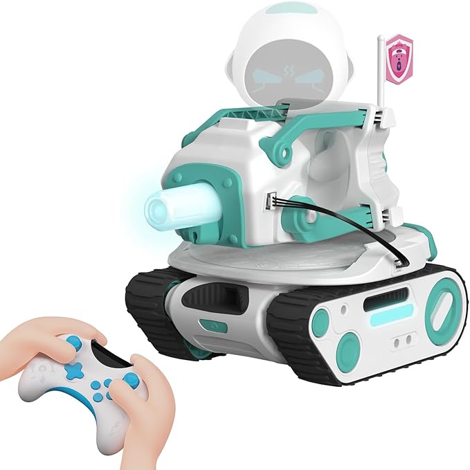 Panxer - RC Battle Tank Compatible with Eilik Robots Blue/Pink/DQ/Sliver, Crawler Car Toys with LED Lights and 2.4Ghz Remote Control, Single and Multi-Player Party Play Mode, Excluding Eilik Robot.