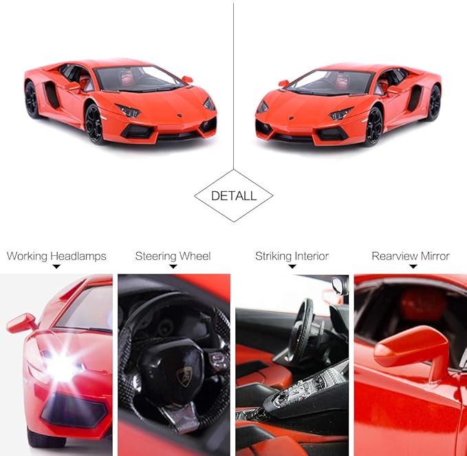 RASTAR RC Lamborghini Toy Car, 1:14 Lamborghini Aventador LP700-4 Remote Control Car, Working Lights - Orange