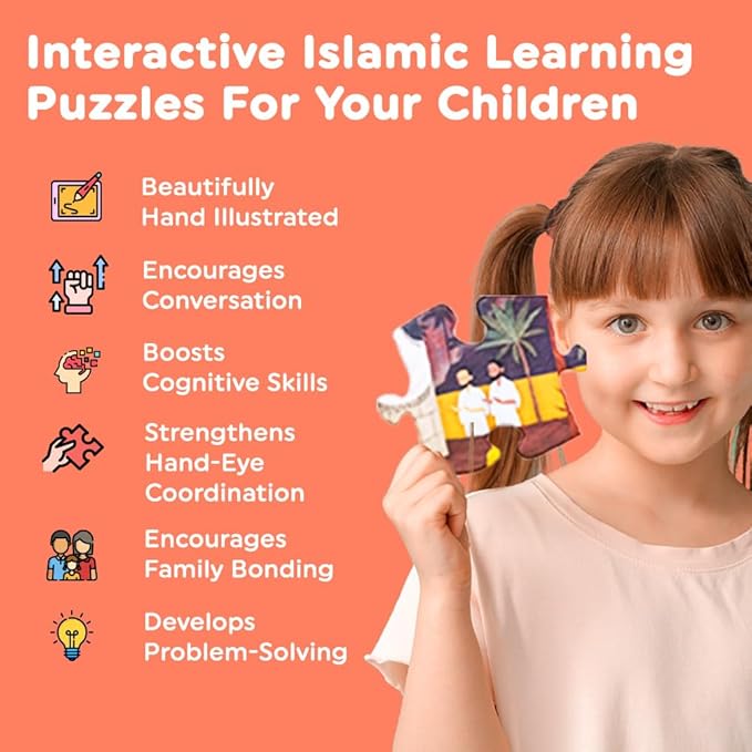 Kids Hajj Puzzle Set – 48-Piece Engaging Jigsaw with Hajj Poster – Fun and Educational Islamic Learning Toy – Ideal Hajj Gift for Kids and Eid Gift for Muslim Families and Schools