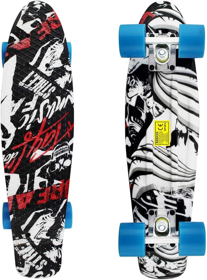 Skateboards Complete 22 Inch Mini Cruiser Retro Skateboard for Kids Boys Youths Beginners