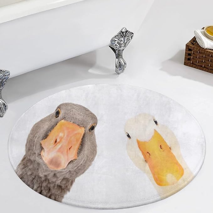 Funny Goose and Duck 3Ft Round Rug Non-Slip Soft Throw Area Rugs,Floor Carpet Mat for Bedroom Living Room Kitchen