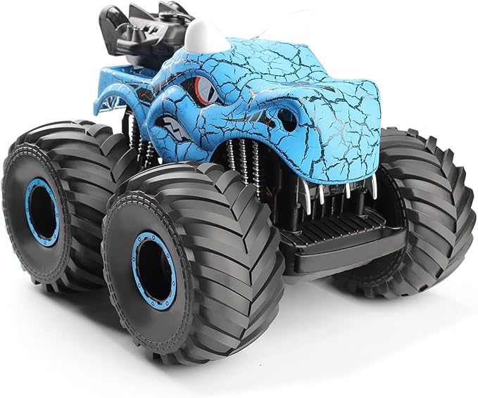 Threeking 1:18 Dinosaur RC Car Remote Control Cars Trucks Toy 4WD Off-Road Car Toys with Lights Spray Suitable for All Terrain Gifts Presents for Boys/Girls Ages 6+ Blue