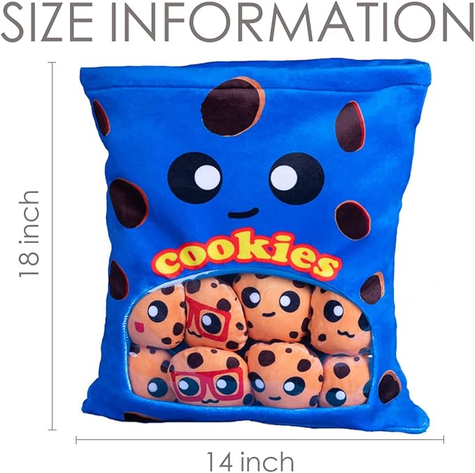 ARELUX Cute Cookie Plush Pudding Pillow:Snack Pillow Toys Bag Removable Stuffed Animal 8Pcs Sets Creative Plush,Soft Yummy Cookie Plushie Food Throw Pillow,Dolls Friends Family Member