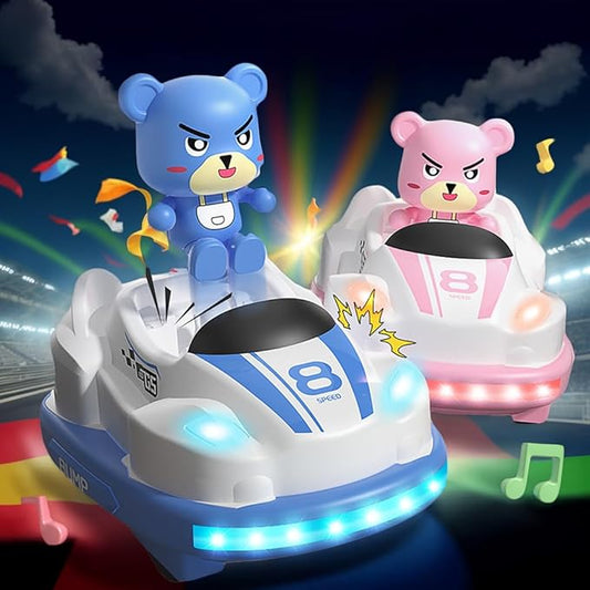 Velasko RC Bumper Cars Set of 2, Remote Control Cartoon Bumper Cars Set Toddler Toys with Music Lighting Spray for 3 4 5 6 Year Old Kids, Boys Girls Christmas Birthday Gift
