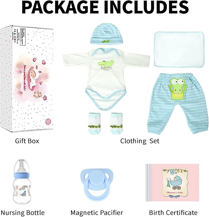 SCOM Lifelike Reborn Baby Dolls - 22 inch Realistic Baby Toddler Dolls Soft Cloth Body Vinyl Limbs, with Clothes and Doll Accessories Gifts for Kids Age 3+ (Blue&Blanket)