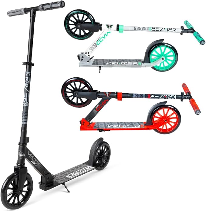 Large Folding Kick Scooter for Adults and Teens – Adjustable Handlebar – Big 200mm Wheels – Lightweight Durable Folding Frame – 220lbs Capacity – Madd Gear Scoot 200