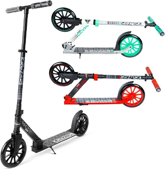 Large Folding Kick Scooter for Adults and Teens – Adjustable Handlebar – Big 200mm Wheels – Lightweight Durable Folding Frame – 220lbs Capacity – Madd Gear Scoot 200