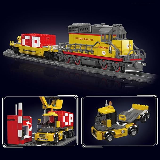 EMD SD40-2 Diesel Locomotive Building Blocks Set,Collectible Diesel Locomotive Display Set,Scale Model with Train Tracks, Top Present for Train Lovers and Adults,M.K12027 (1170 Pcs)