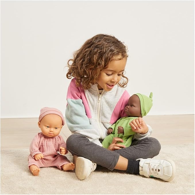 Miniland Doll 12 5/8'' African Boy Baby Doll with Down Syndrome (Polybag) -Made in Spain, Inclusive Anatomically Correct with Diverse Features, Handmade Baby Doll