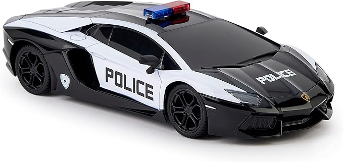 CMJ RC Cars Lamborghini Aventador LP700-4 Police Car Officially Licensed Remote Control Car 1:24 Scale Working Lights 2.4Ghz