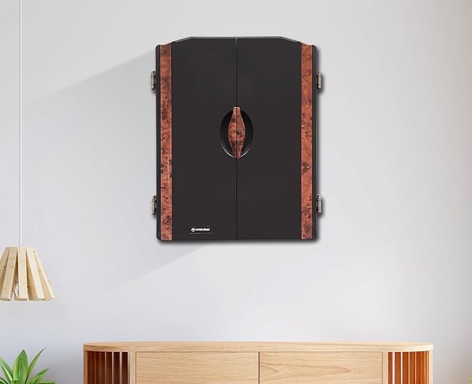 WIN.MAX Electronic Dart Board Cabinet Set, LED Electric Digital Soft Tip Dart Boards for Adults with Cabinet, up to 16 Players, 38 Games and 211 Variations with 12 Soft Tip Dartboard Set