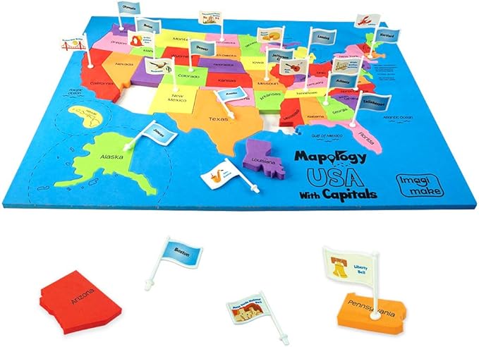 Imagimake Mapology USA Map with Capitals | Learning States and Capitals | US Geography Toys for Ages 5-7 | Jigsaw Puzzles for Kids Ages 8-10 Years | Educational Toys for Ages 8-13