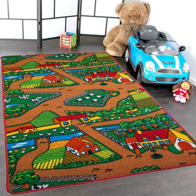 Kids Rug Farm 2 Area Rug 3' x 5' Non Slip Gel Backing