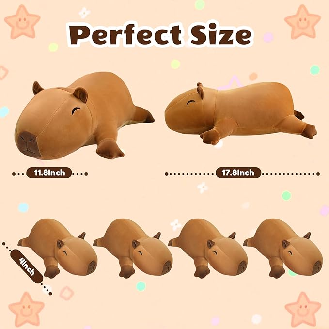 SQEQE Stuffed Capybara Plush - Cute Capybara Mommy with 4 Babies Surprise Soft Animal Toy Christmas, Valentine's, Birthday Gifts Ideal for Boys and Girls