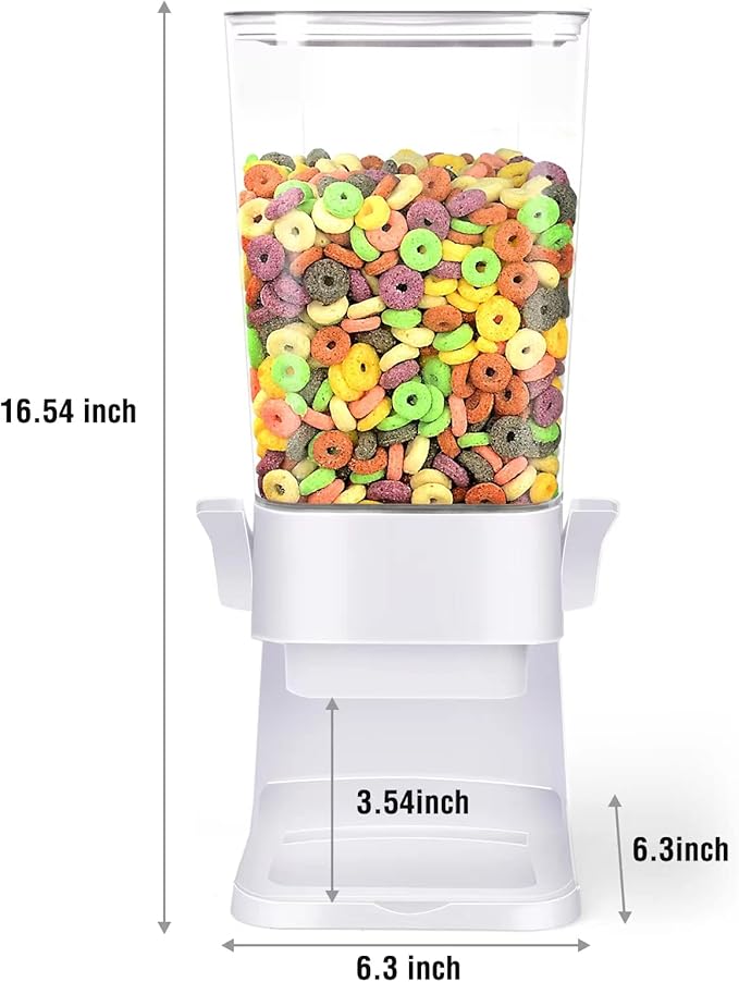Cereal Dispenser Countertop Large Cereal Containers Storage Dispenser For Pantry Dry Food Dispenser Countertop Candy Dispenser Machine Rice Dispenser For Snack,Nuts, Granola(White,1PC)