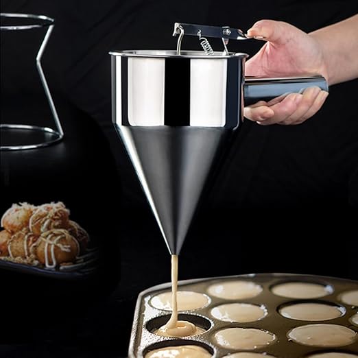 Multi-Caliber Pancake Batter Dispenser, Stainless Steel Funnel Cake Dispenser, Piston Funnel Cake Maker for Pancakes, Cupcakes,Crepes,Muffin,Waffles, Chocolate Balls (1200)