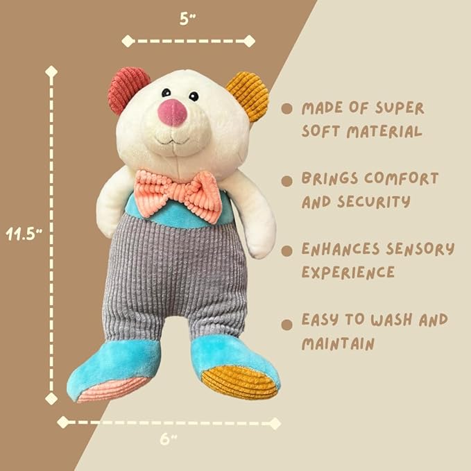 Soft and Cute Corduroy Charlie Bear Stuffed Animal Plush Toy, Adorable Gift for Toddlers and Kids 14 inches Gray