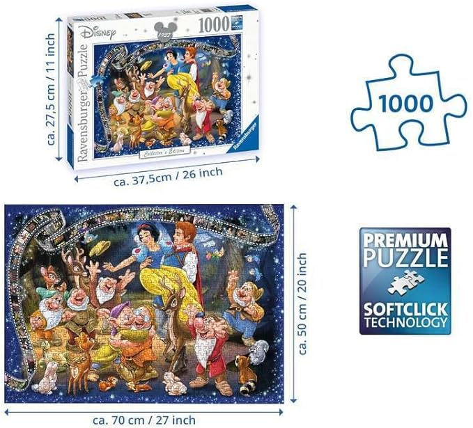 Ravensburger Disney Snow White Collector's Edition Puzzle | 1000 Unique Pieces | Softclick Technology Ensures Precise Fit | Ideal for Adults and Kids Aged 12+
