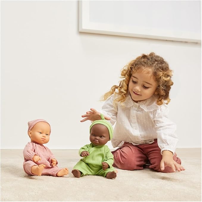 Miniland Doll 12 5/8'' African Boy Baby Doll with Down Syndrome (Polybag) -Made in Spain, Inclusive Anatomically Correct with Diverse Features, Handmade Baby Doll