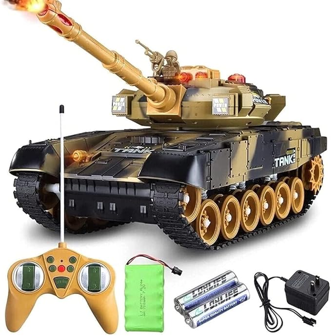 Remote Control Tank- Kids Simulated Large 2.4GHz RC Tanks Armored Car, Sound & LED Lights,Rotating Turret & Sound, RC Army Tank Toy Great Gift for Boys Children