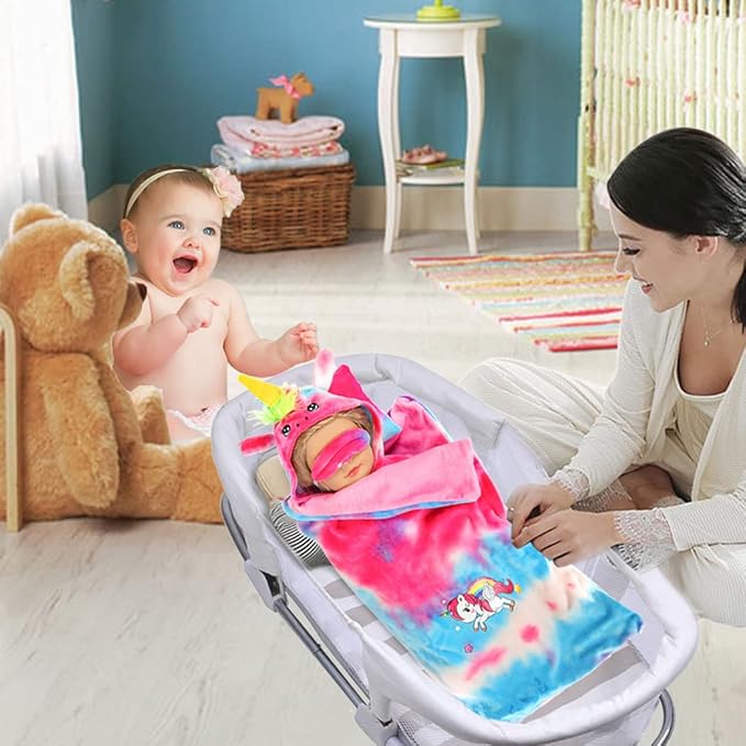 ebuddy 18 inch Doll Clothes-Unicorn Doll Costume Colorful Tie-Dyed Pajamas Sleeping Bag Set for 18 inch Girl Doll,Most 18 Inch Dolls(No Doll)