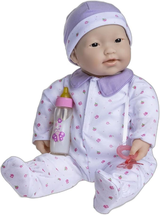 JC Toys - La Baby | Asian 20-inch Large Soft Body Baby Doll | Washable | Removable Purple Outfit w/ Hat and Pacifier | For Children 2 Years +