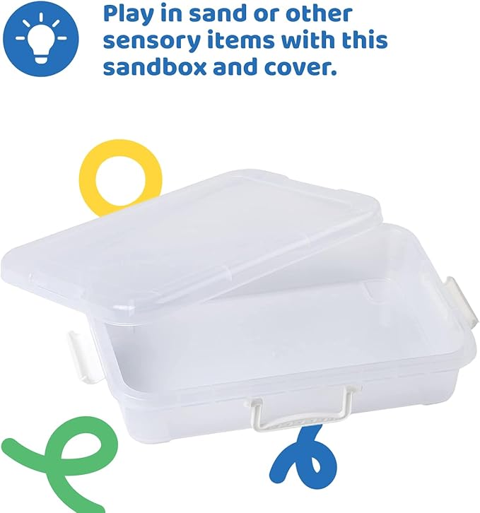 15Inch Portable Sensory Bin Play Tray with Lid, Fill with Water, Beads and More. Works with Moon Sand, Kinetic Sand, Orbeez Water Beads