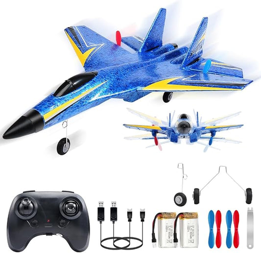 Su-27 RC Airplane,2.4GHz 2 Channel Remote Control Plane with Gyro Night Lights and 2 Batteries, Easy to Fly for Adults, Beginners and Kids Toy