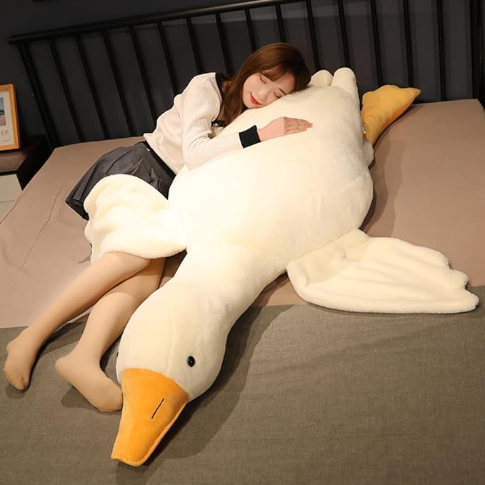 Giant Goose Stuffed Animal, 62.9 Inch Soft White Goose Plush Pillow, Cute Duck Plush Toy Swan Plushie Doll Sleeping Hugging Pillows Gift for Girls Boys