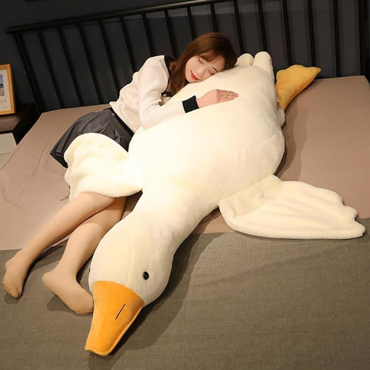 Giant Goose Stuffed Animal, 62.9 Inch Soft White Goose Plush Pillow, Cute Duck Plush Toy Swan Plushie Doll Sleeping Hugging Pillows Gift for Girls Boys