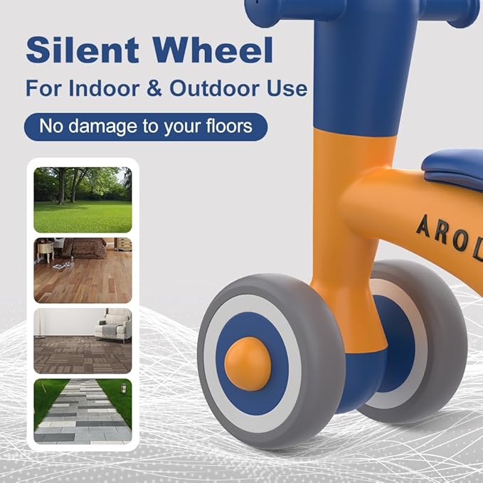 3-Wheel Baby Balance Bike for Toddlers 1-2 Years Old (8-24 Months), Adjustable Seat & Anti-Tip Design, Learning Walker Toy, First Birthday Gift for Boys & Girls