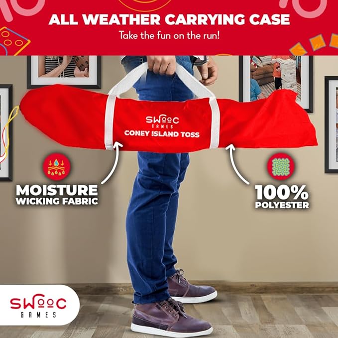 SWOOC Games - Coney Island Toss™ - Arcade Style Cornhole Board Set w/Carrying Case & 15+ Games - Corn Hole Games for Adults - Kids Bean Bag Toss Game - Kids Cornhole Set w/Bags - Outdoor Yard Games