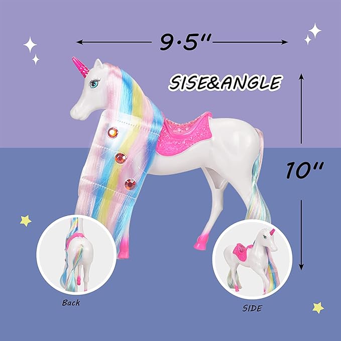 BETTINA Magical Lights Unicom and Princess Doll, Horse Toys Playset, Unicorn Toys Princess Gifts for 3 to 7 Year Olds Girls Kids