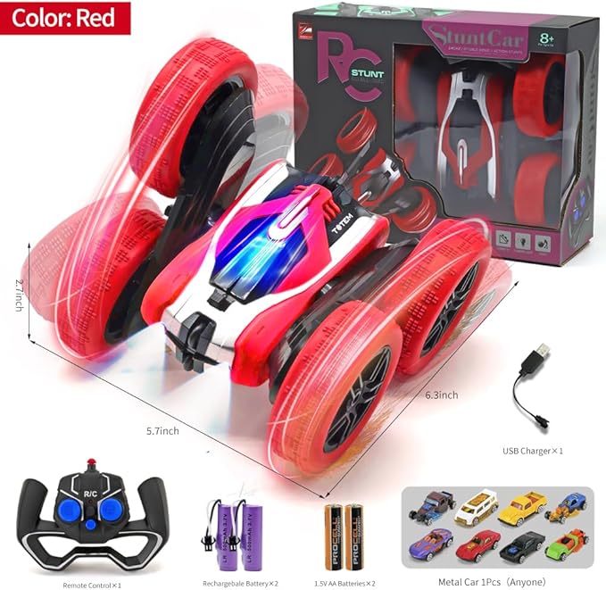 Remote Control Car Toys for Kids, 90 Min Playtime, Rechargeable Rc Stunt Car 360 Flips Rotating Cars Toys for Boys