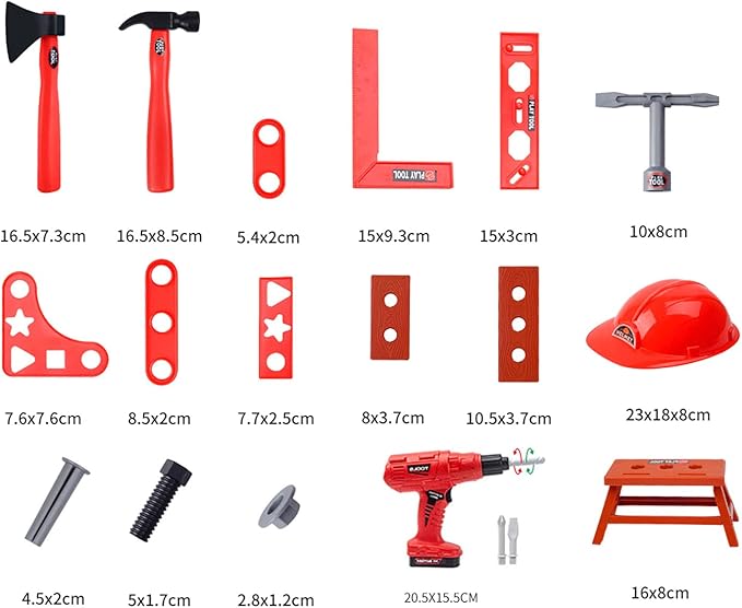 Kids Tool Set, 55 Pcs Kids Tool Set Pretend Play Kids Toys with Tool Box and Electronic Toy Drill, Toy Tools for Toddler Boys Girl Kid Child Ages 3+