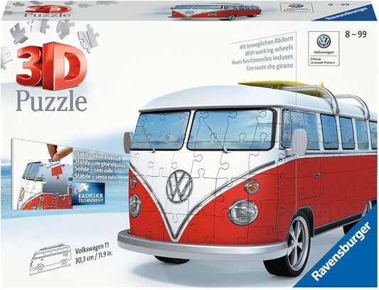 Ravensburger Volkswagen T1 Campervan 3D Jigsaw Puzzle - 162 Pieces | Precision Fit with Easy Click Technology | Engaging Toy for Kids & Adults | Durable Displayable Model