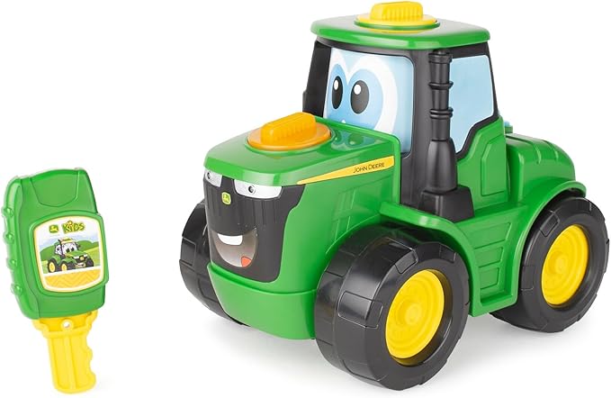 John Deere Key-n-Go Johnny Tractor Toy with Lights and Sounds - Interactive Driving Toy Tractor Includes 12 Interactive Ways to Play - Toddler Toys Ages 3 Years and Up