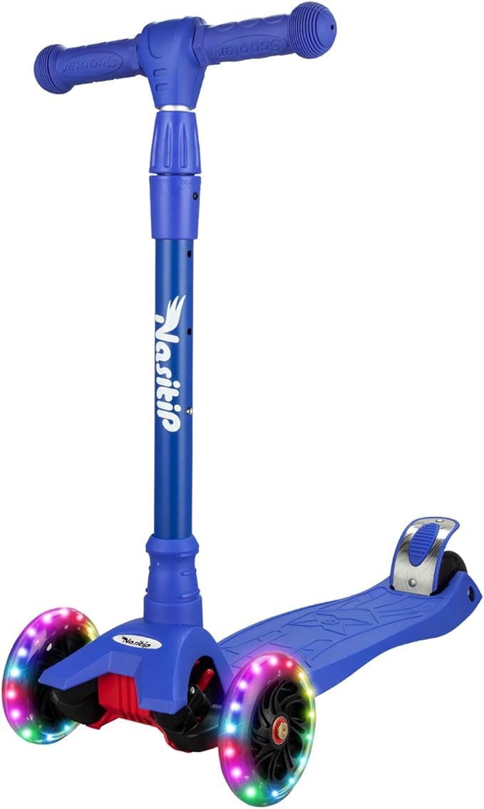 Scooters for Kids Age 3-5, Kick Scooter for Boys Girls Toddlers, 4 Adjustable Height, AEBC-9 Bearing, 3 Light Up Wheels, Lean to Steer, Outdoor Activities for Children from 3 to 12 Years Old