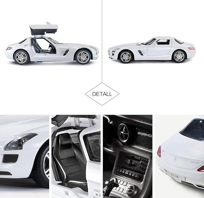 RASTAR Benz Remote Control Car |1:14 RC Mercedes Benz SLS AMG Model Car Toy Car for Kids, Open Doors by Manual - White 2.4GHz